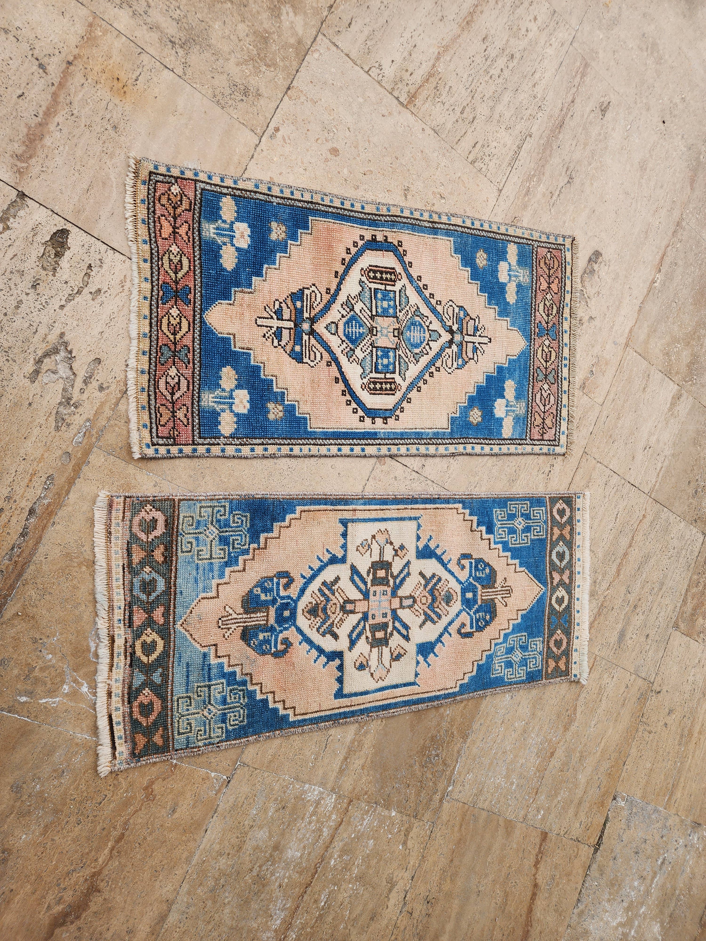 Vintage Turkish Yastik Rugs Set of 2 | 17'' x 39''