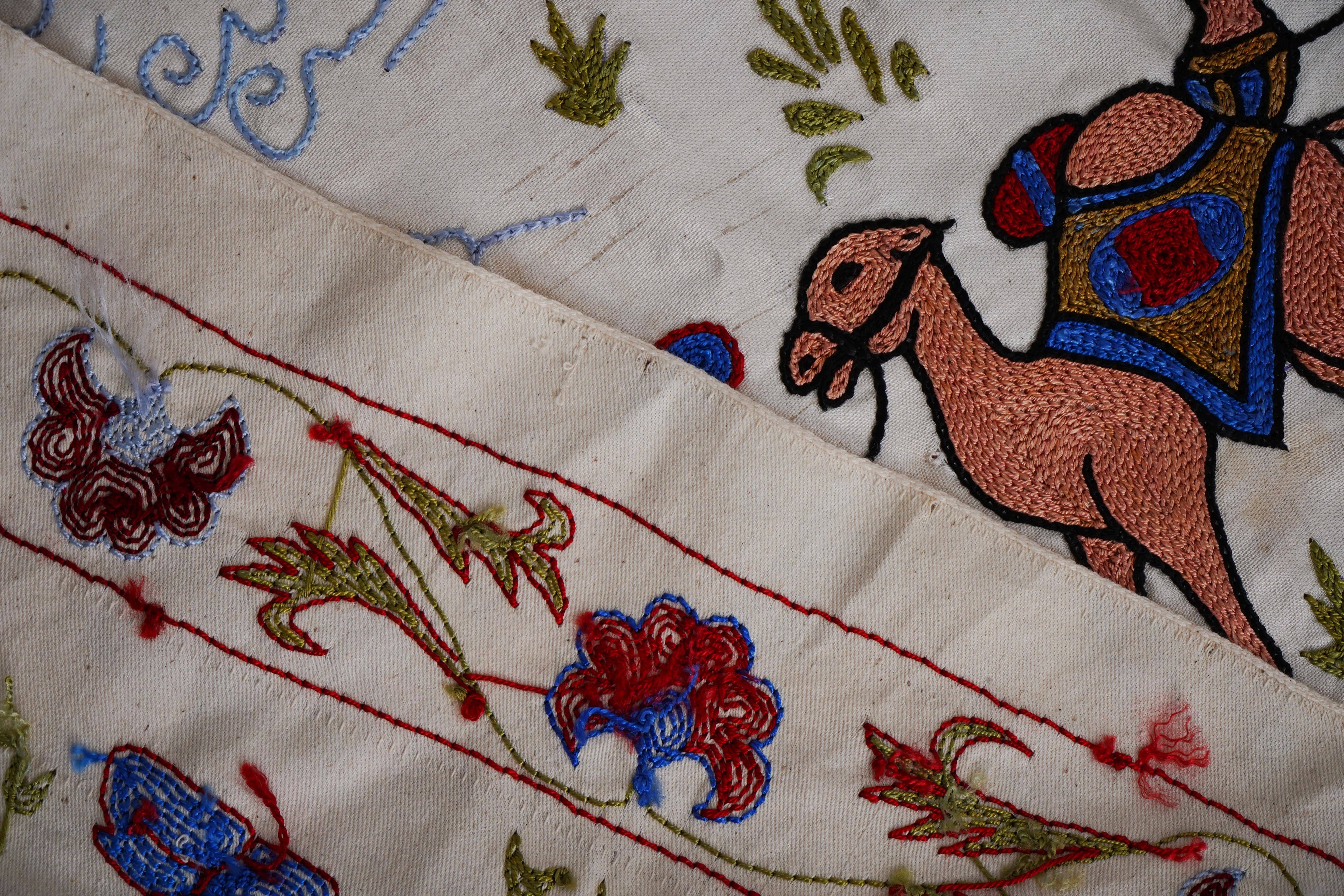 Hand-Embroidered Suzani Wall Hanging & Bedspread 1'8'' x 6'1''