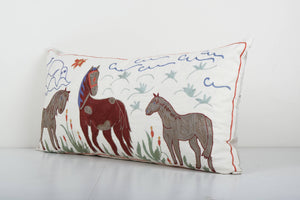 Horse Suzani Bedding Pillow Cover | 18'' x 35''