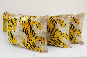 Tiger Silk Ikat Velvet Pillow Cover | 14'' x 21''