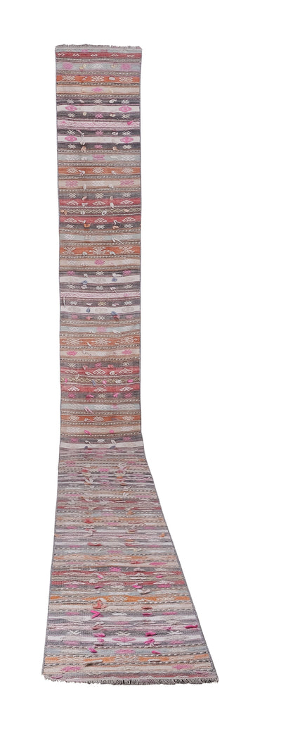 Vintage Turkish Kilim Runner 1'9'' x 23'1''