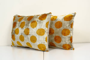 Silk Ikat Velvet Pillow Cover Set of 2 | 16'' x 24''
