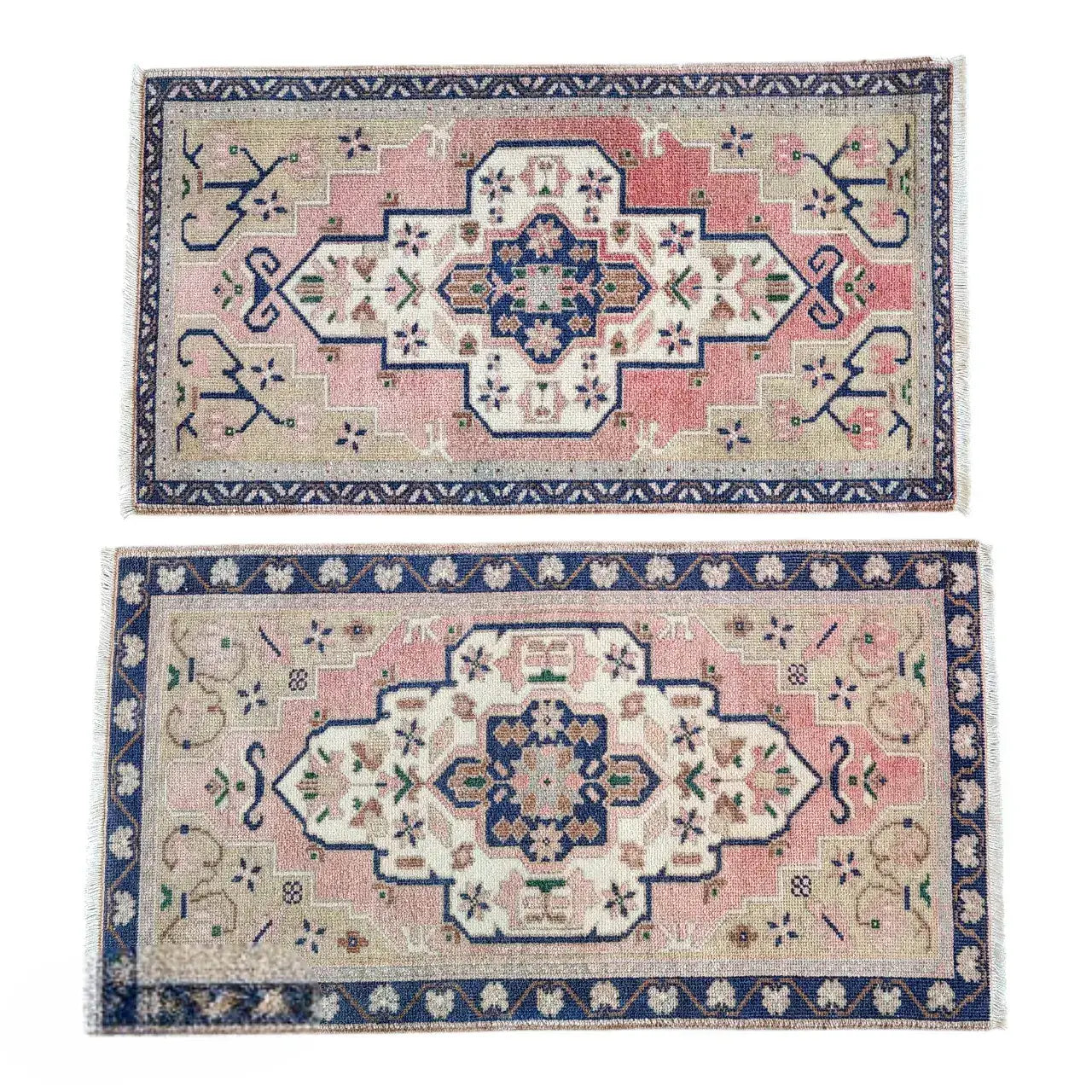 Vintage Turkish Yastik Rug Set of 2 | 1'10'' x 3'3'' & 1'10'' x 3'5''