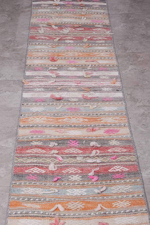 Vintage Turkish Kilim Runner 1'9'' x 23'1''