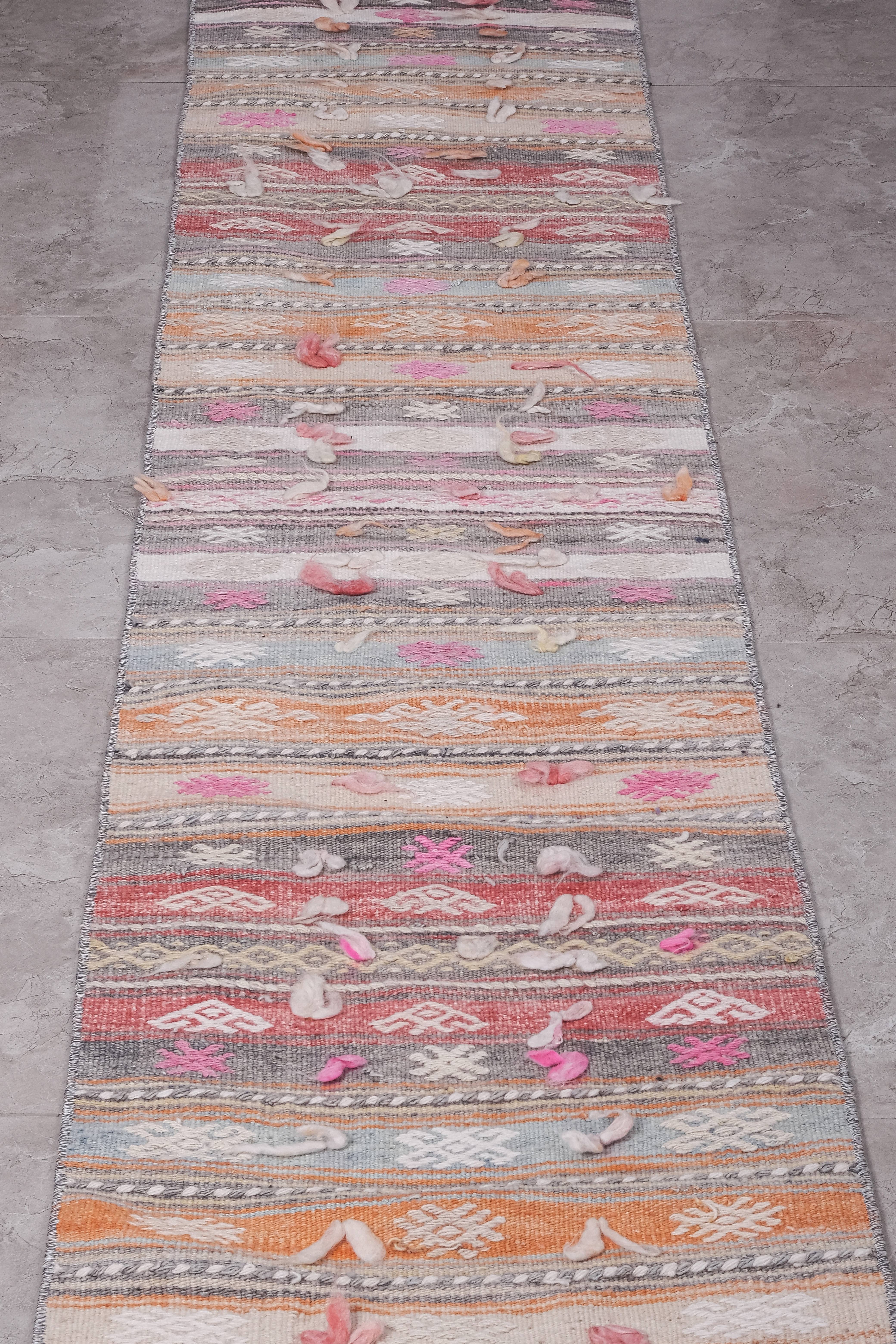 Vintage Turkish Kilim Runner 1'9'' x 23'1''