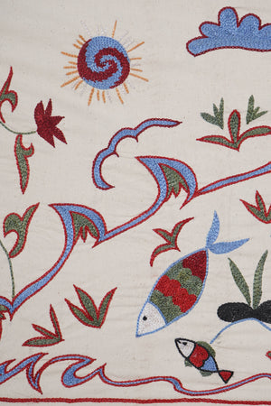 Fish Suzani Wall Hanging & Tablecloth | 20'' x 58''
