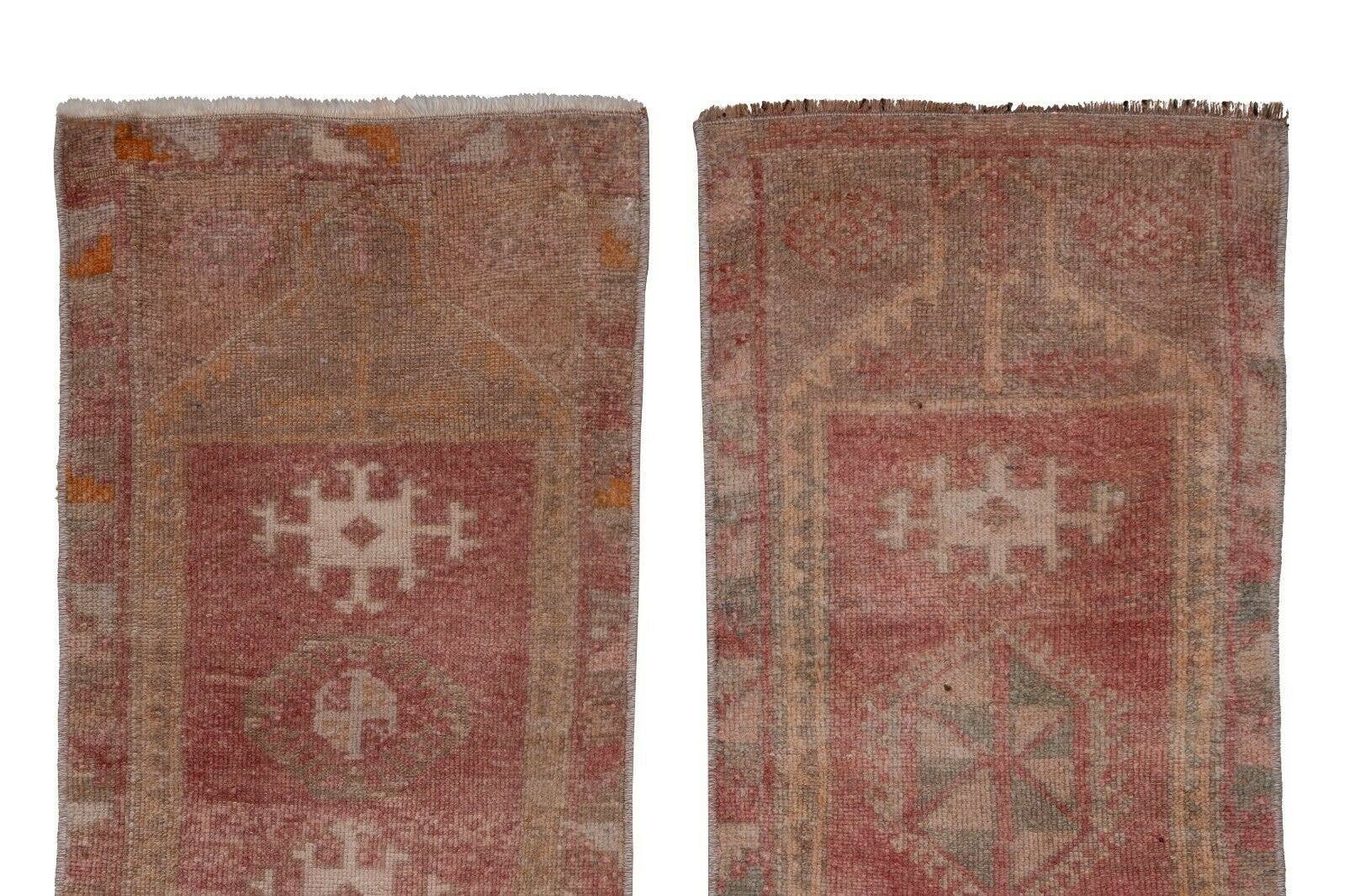 Vintage Turkish Yastik Rugs Set of 2 | 17'' x 40''
