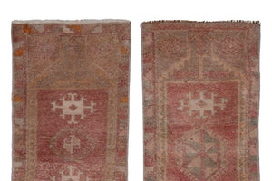 Vintage Turkish Yastik Rugs Set of 2 | 17'' x 40''