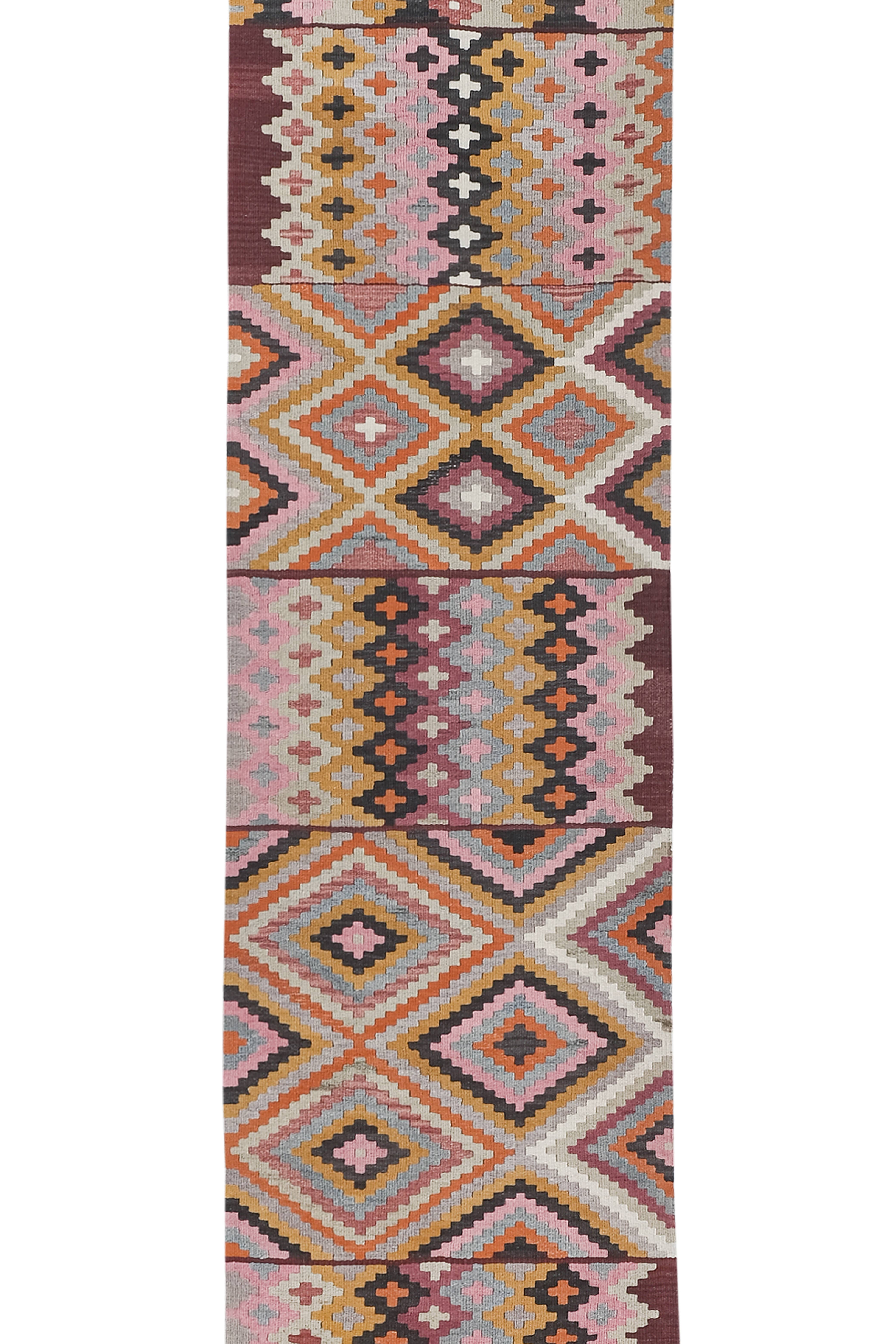 Vintage Turkish Kilim Runner 2'5'' x 15'1''