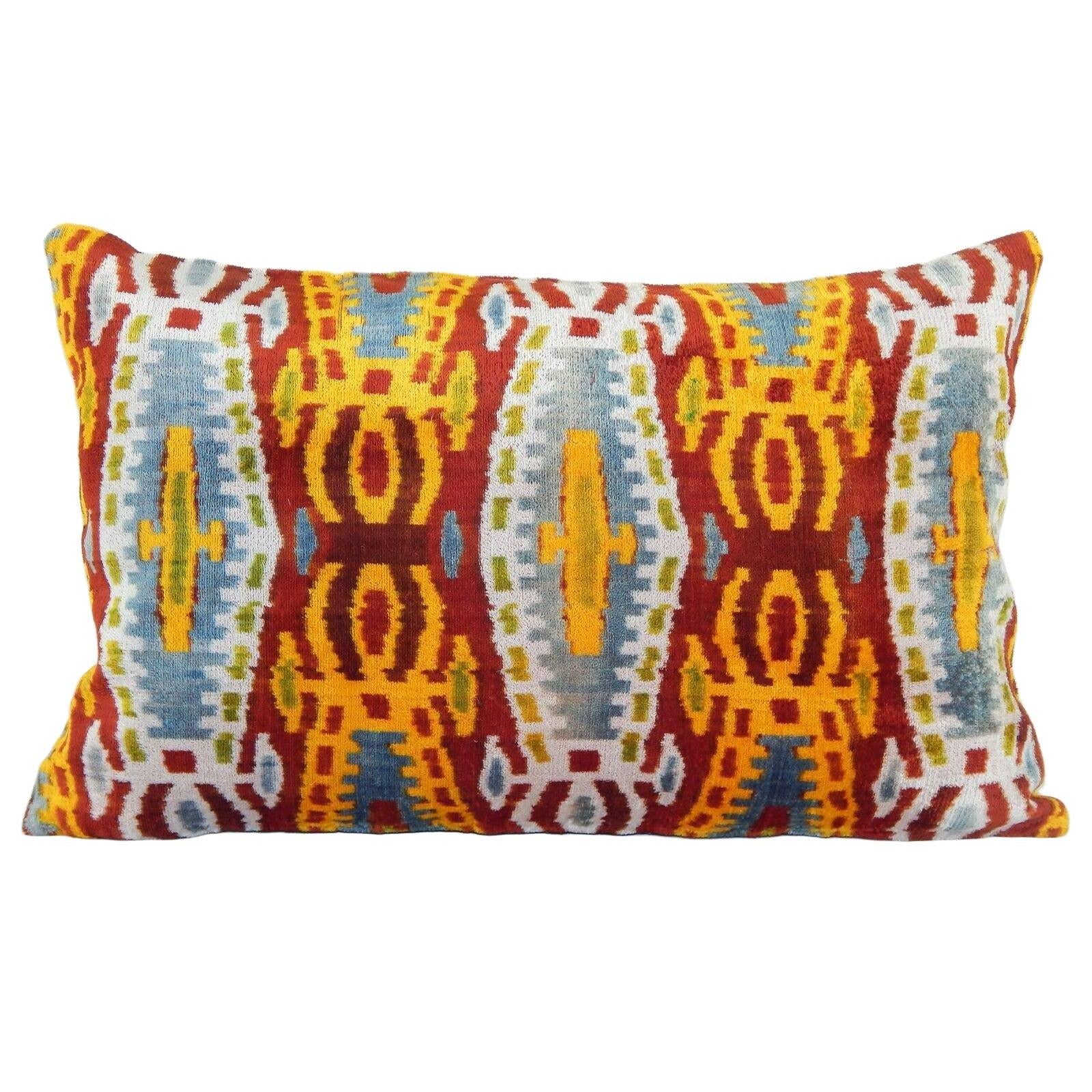 Silk Ikat Velvet Pillow Cover | 16'' x 24''