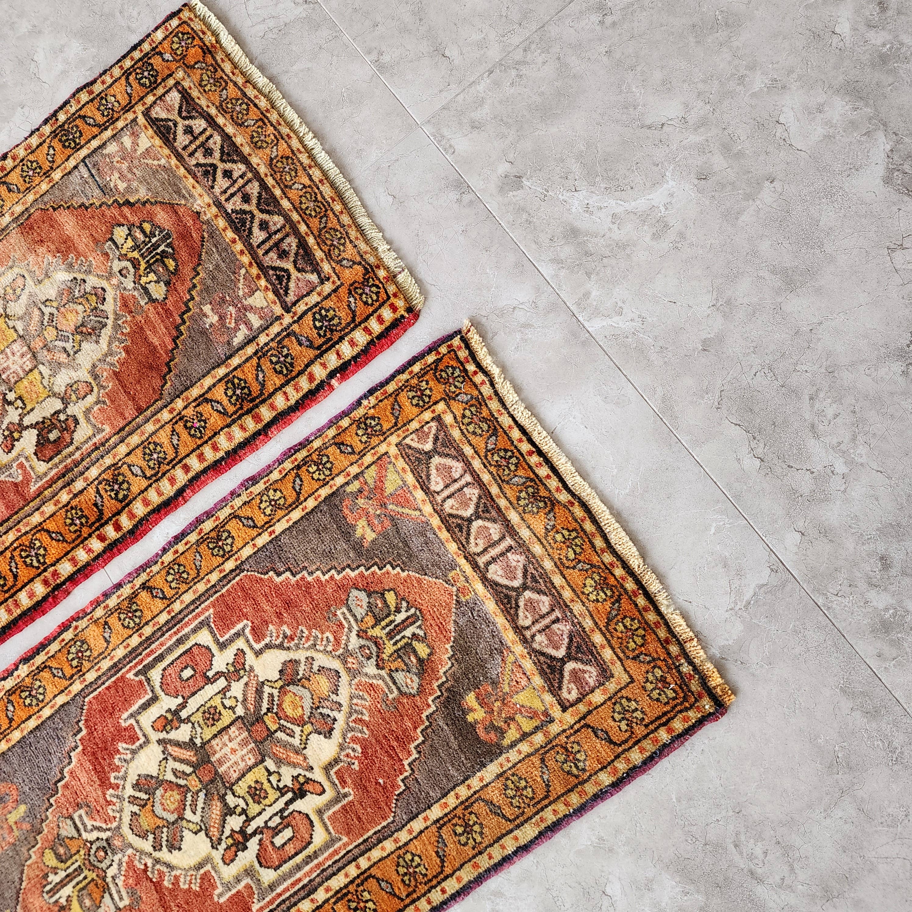 Vintage Oushak Yastik Rugs Set of 2 | 19'' x 36''