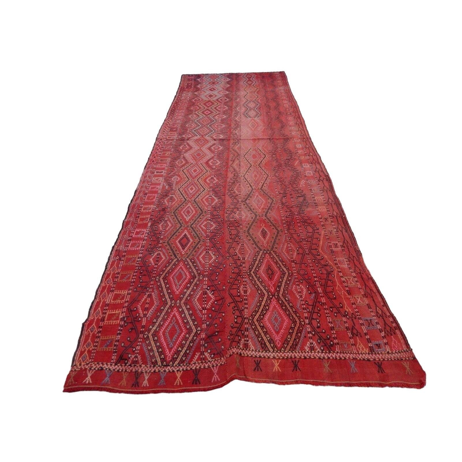 Vintage Turkish Konya Kilim Runner 3'10'' x 11'7''