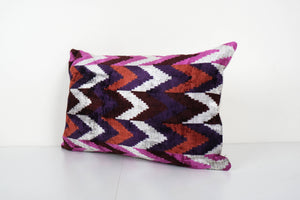 Silk Ikat Velvet Pillow Cover | 16'' x 24''