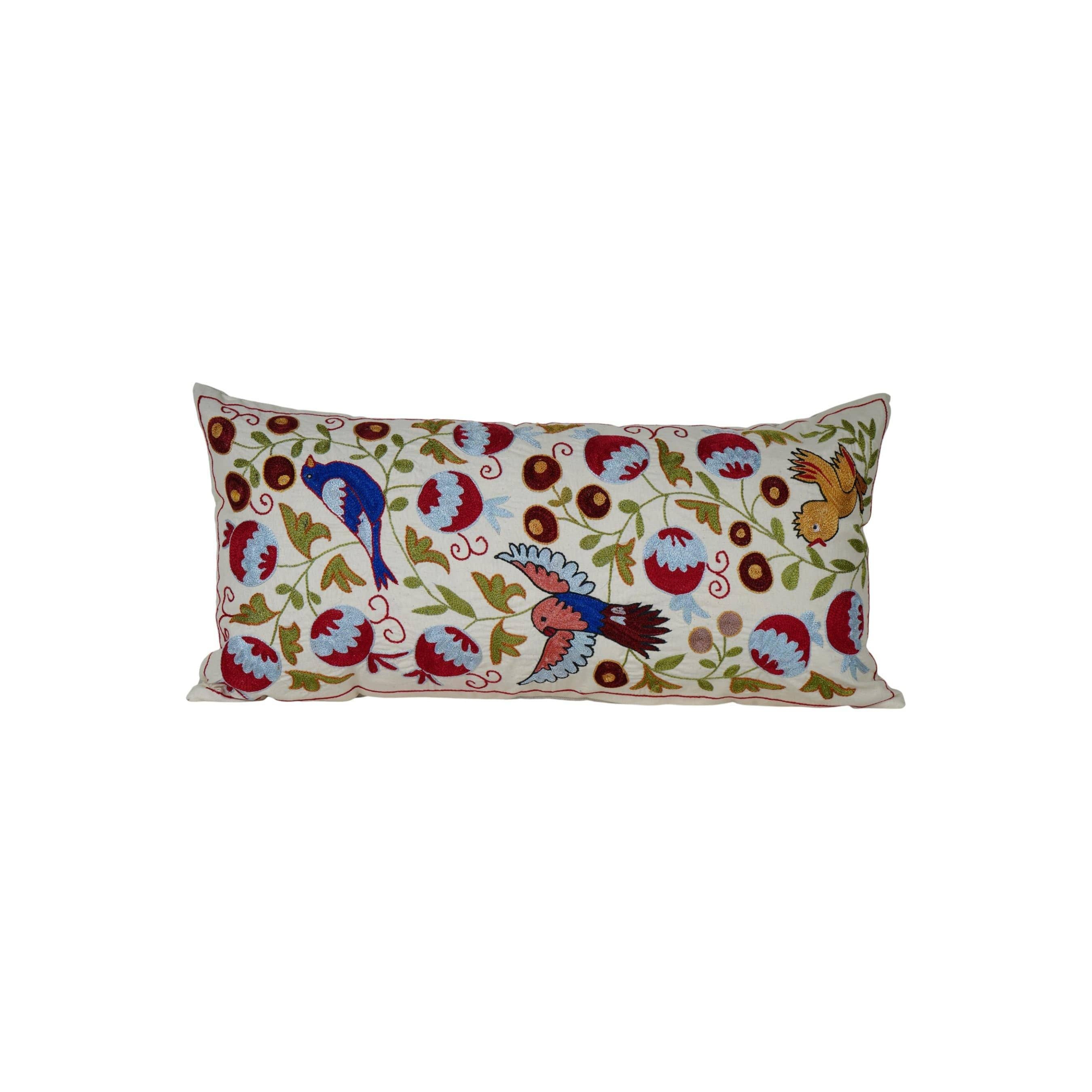 Bird Suzani Bedding Pillow Cover | 17'' x 34''