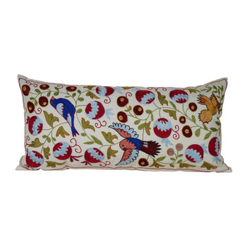 Bird Suzani Bedding Pillow Cover | 17'' x 34''