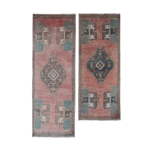 Vintage Oushak Yastik Rugs Set of 2 | 18'' x 38''