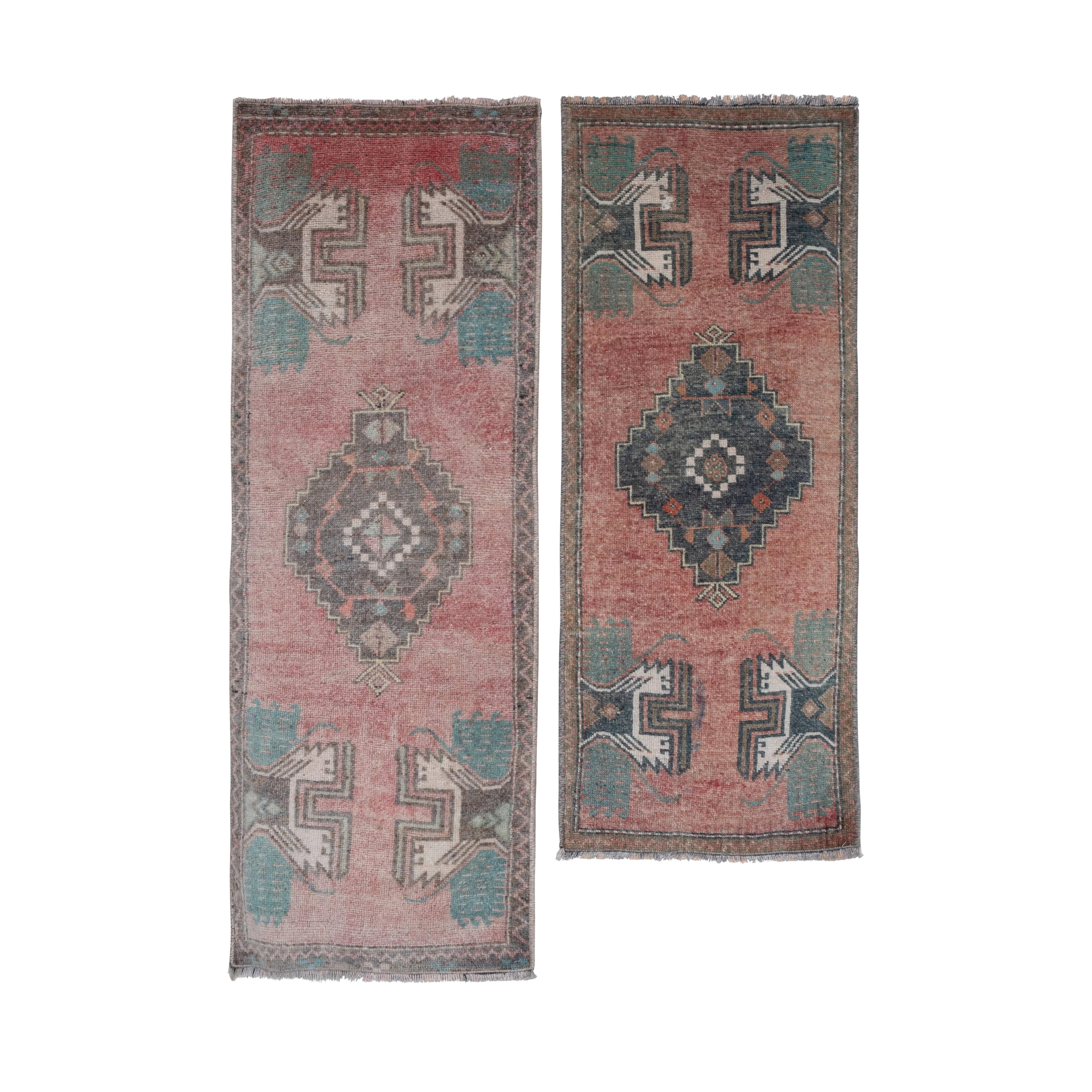 Vintage Oushak Yastik Rugs Set of 2 | 18'' x 38''