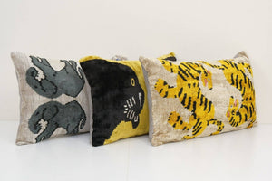 Silk Ikat Velvet Pillow Cover Set of 3 | 16'' x 24''
