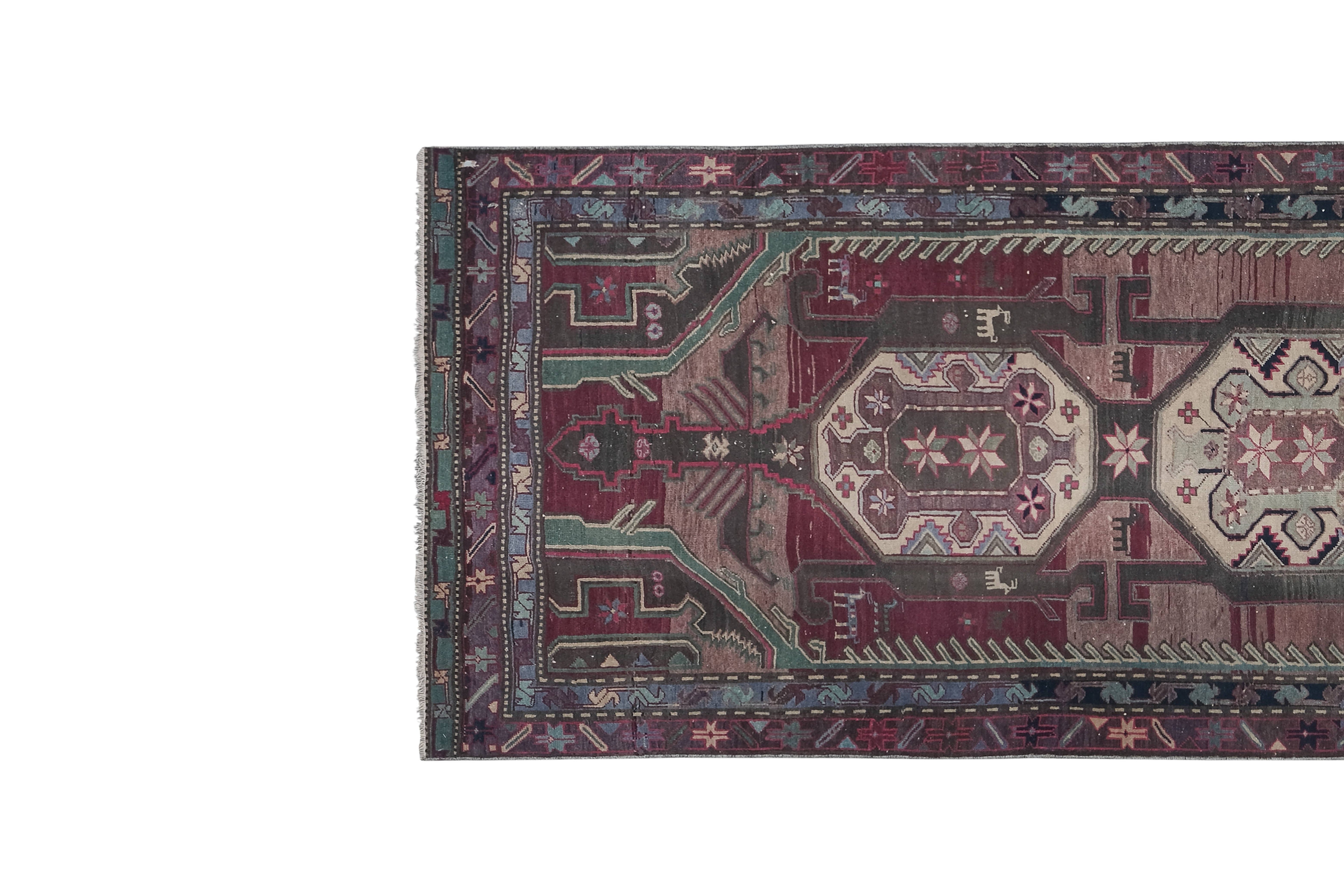 Vintage Caucasian Runner Rug 3'9'' x 10'6''
