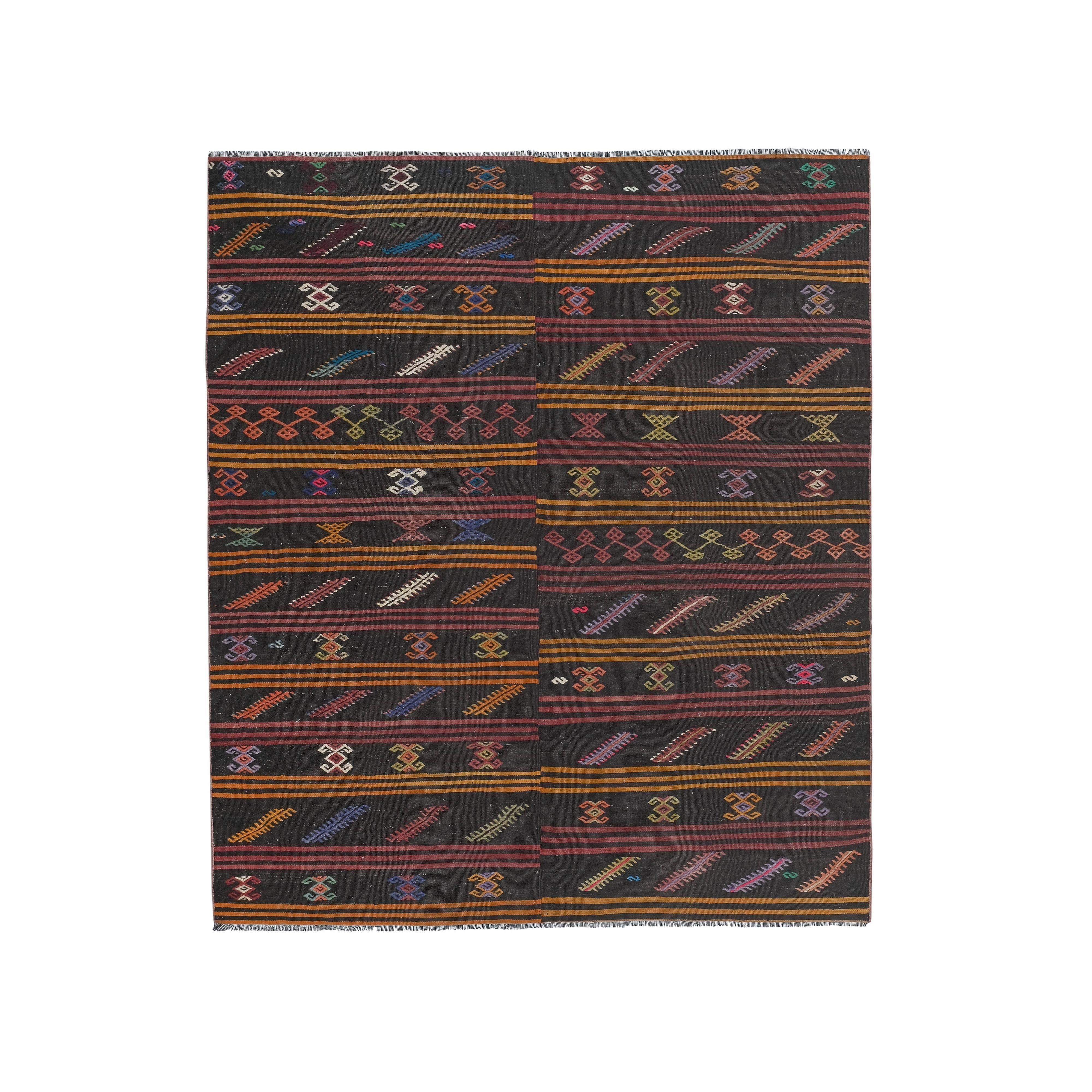 Vintage Turkish Kilim Rug 7'7'' x 9'2''
