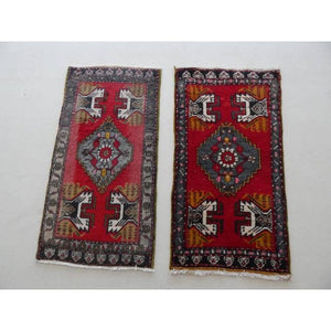Vintage Turkish Yastik Rugs Set of 2 | 21'' x 41''