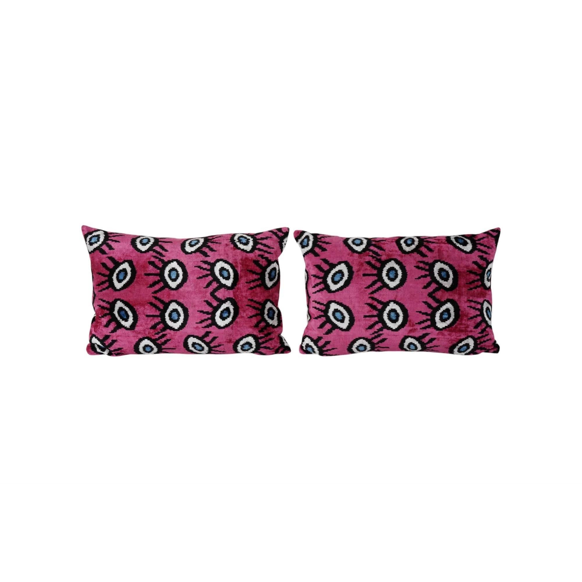 Silk Ikat Velvet Pillow Cover Set of 2 | 16'' x 24''