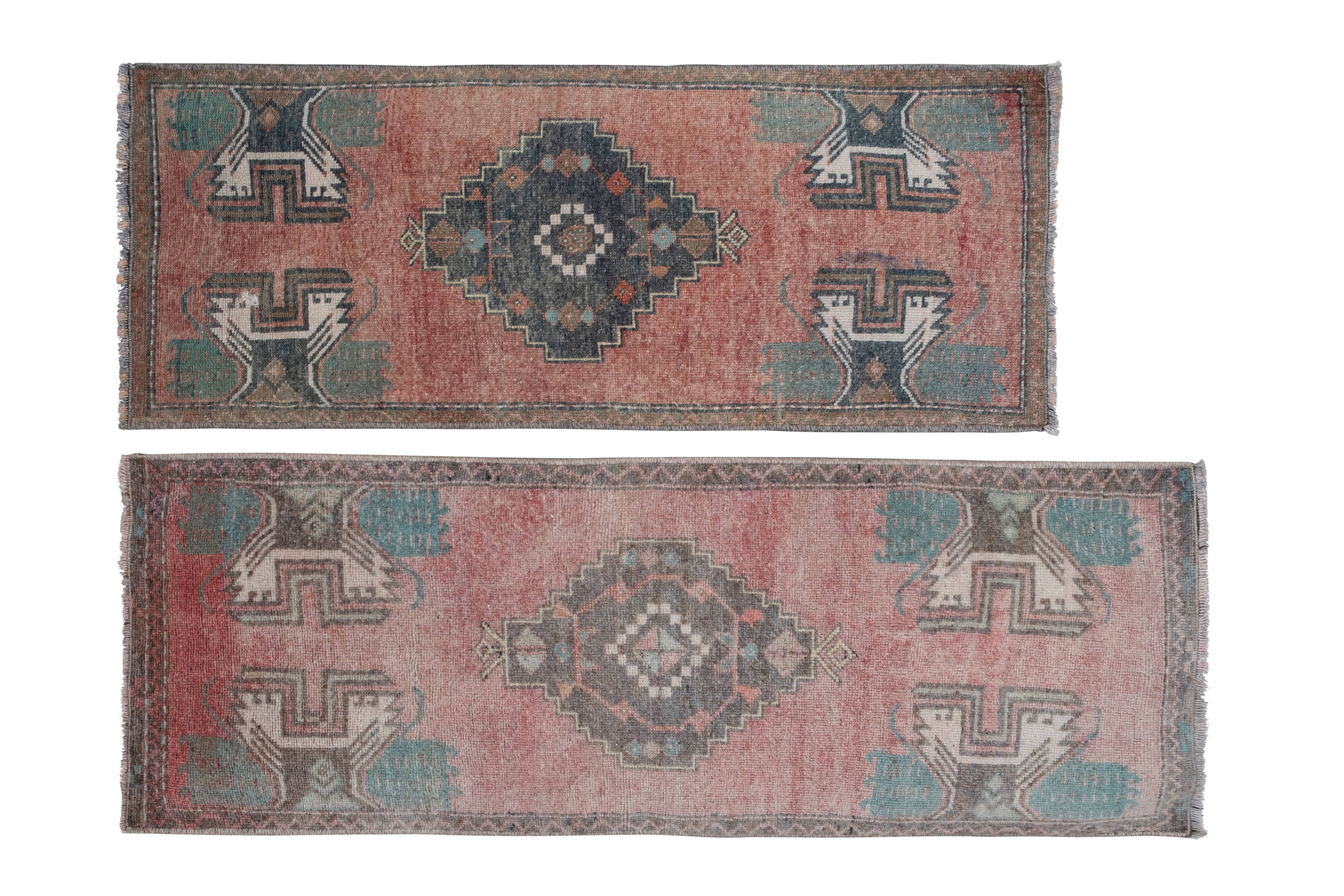 Vintage Oushak Yastik Rugs Set of 2 | 18'' x 38''