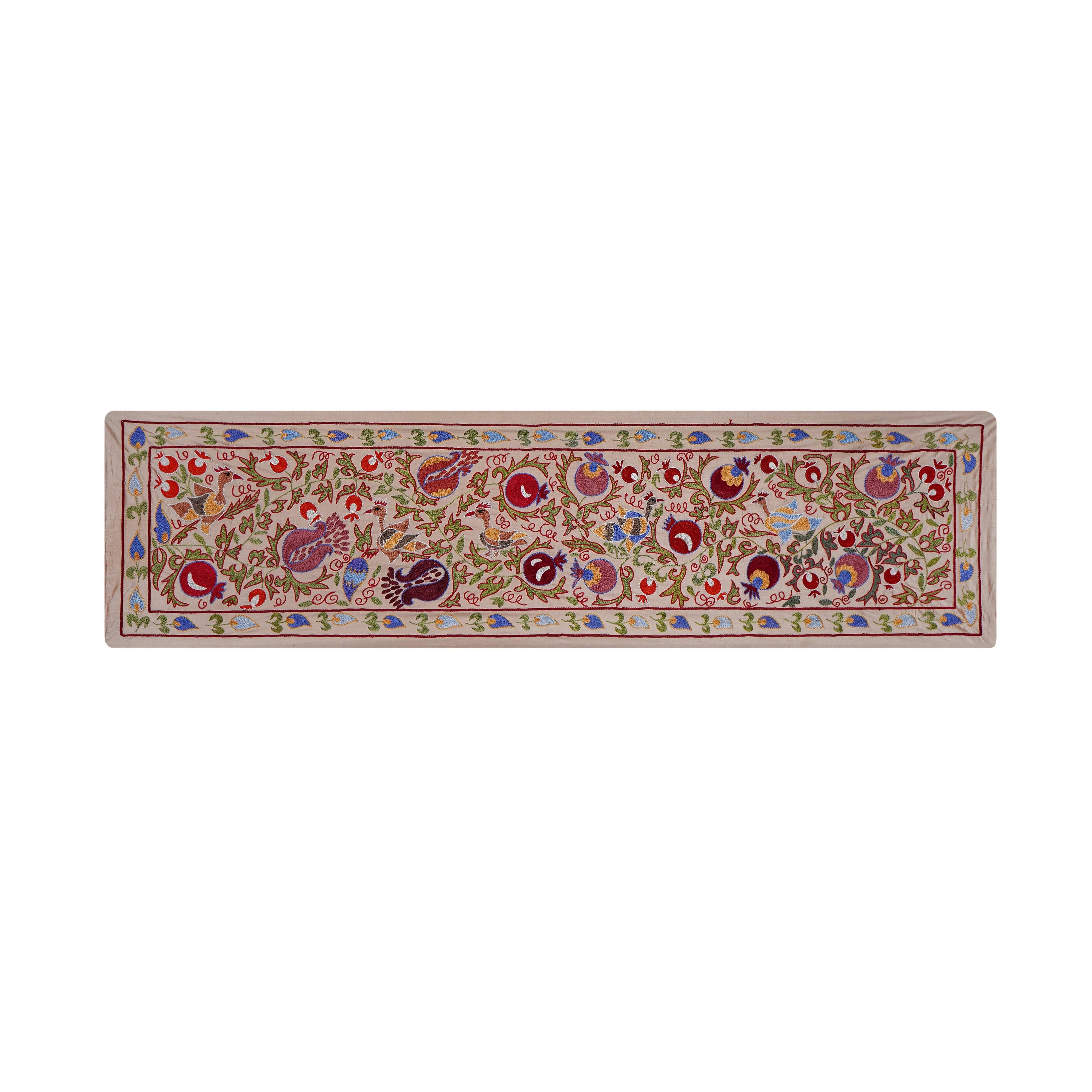 Bird Silk Suzani Wall Hanging & Bedspread | 1'8'' x 6'3''