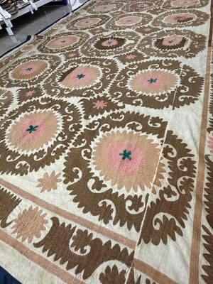 Hand-Embroidered Suzani Wall Hanging & Bedspread 7'3'' x 11'10''