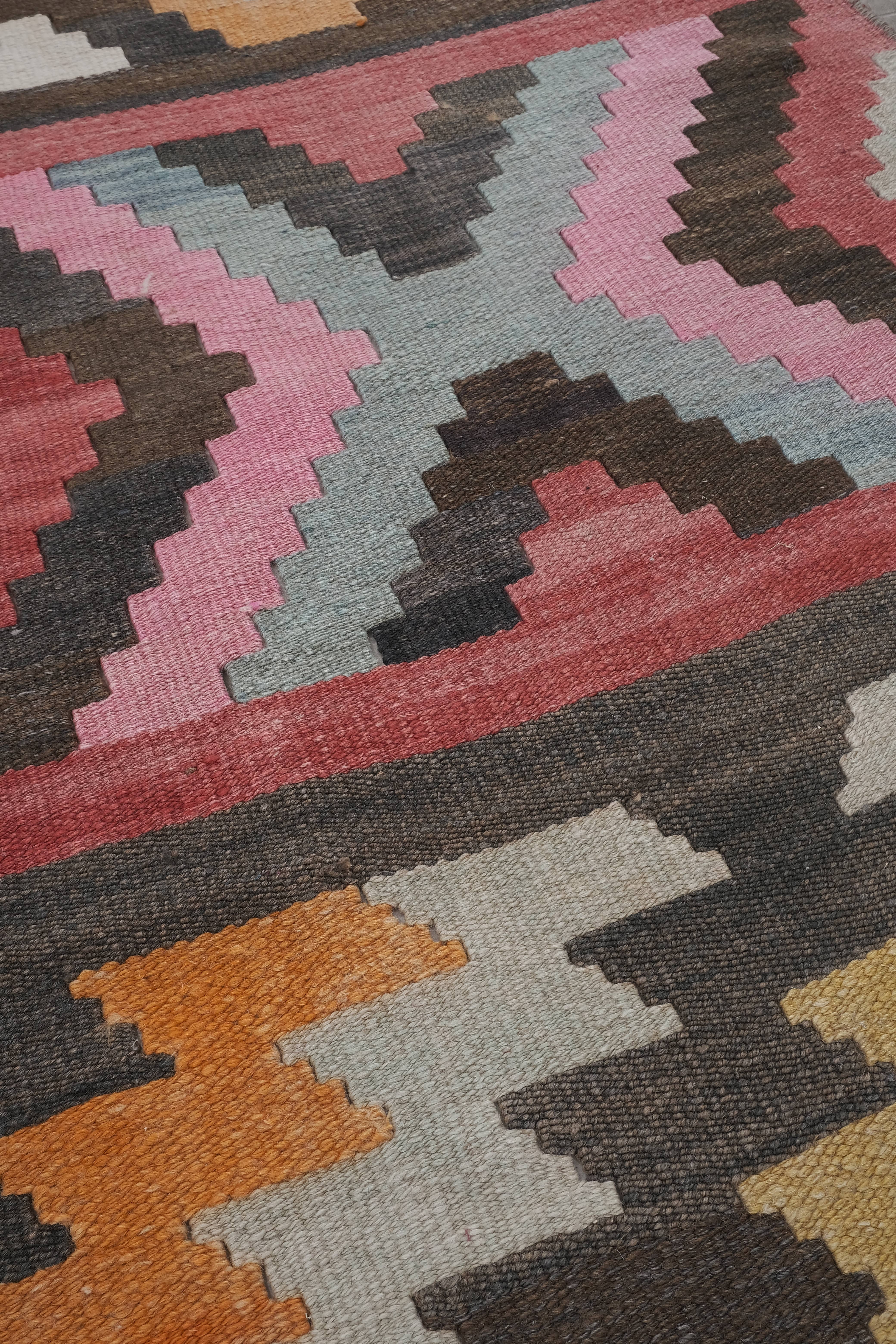 Vintage Turkish Kilim Runner 2'4'' x 21'6''