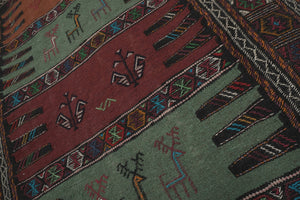 Vintage Turkish Soumac Kilim Rug 3'4'' x 5'4''