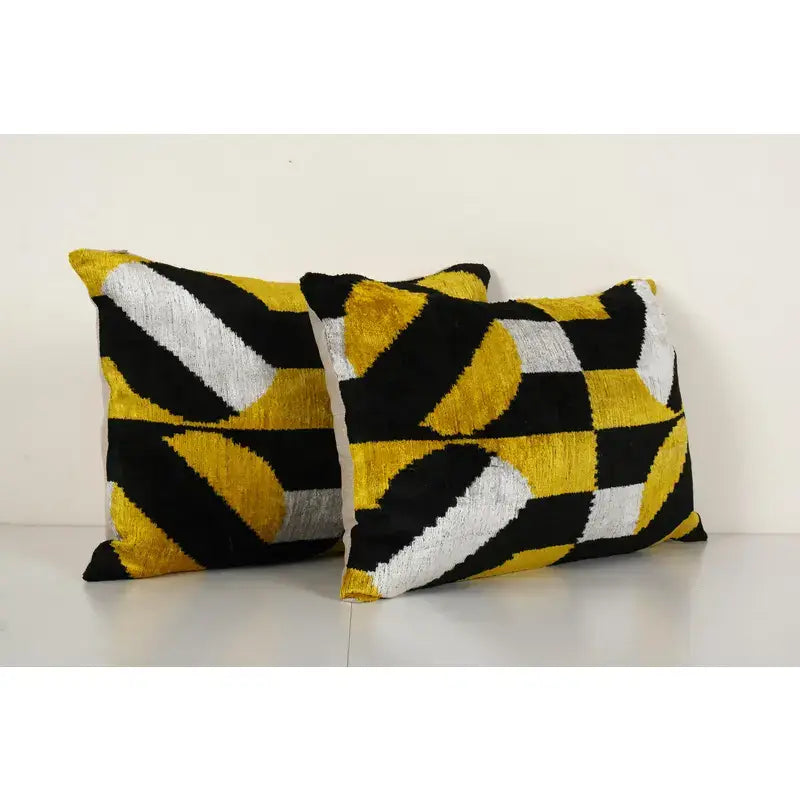 Silk Ikat Velvet Pillow Cover Set of 2 | 16'' x 24''