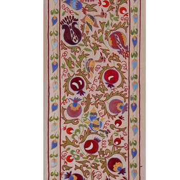 Bird Silk Suzani Wall Hanging & Bedspread | 1'8'' x 6'3''