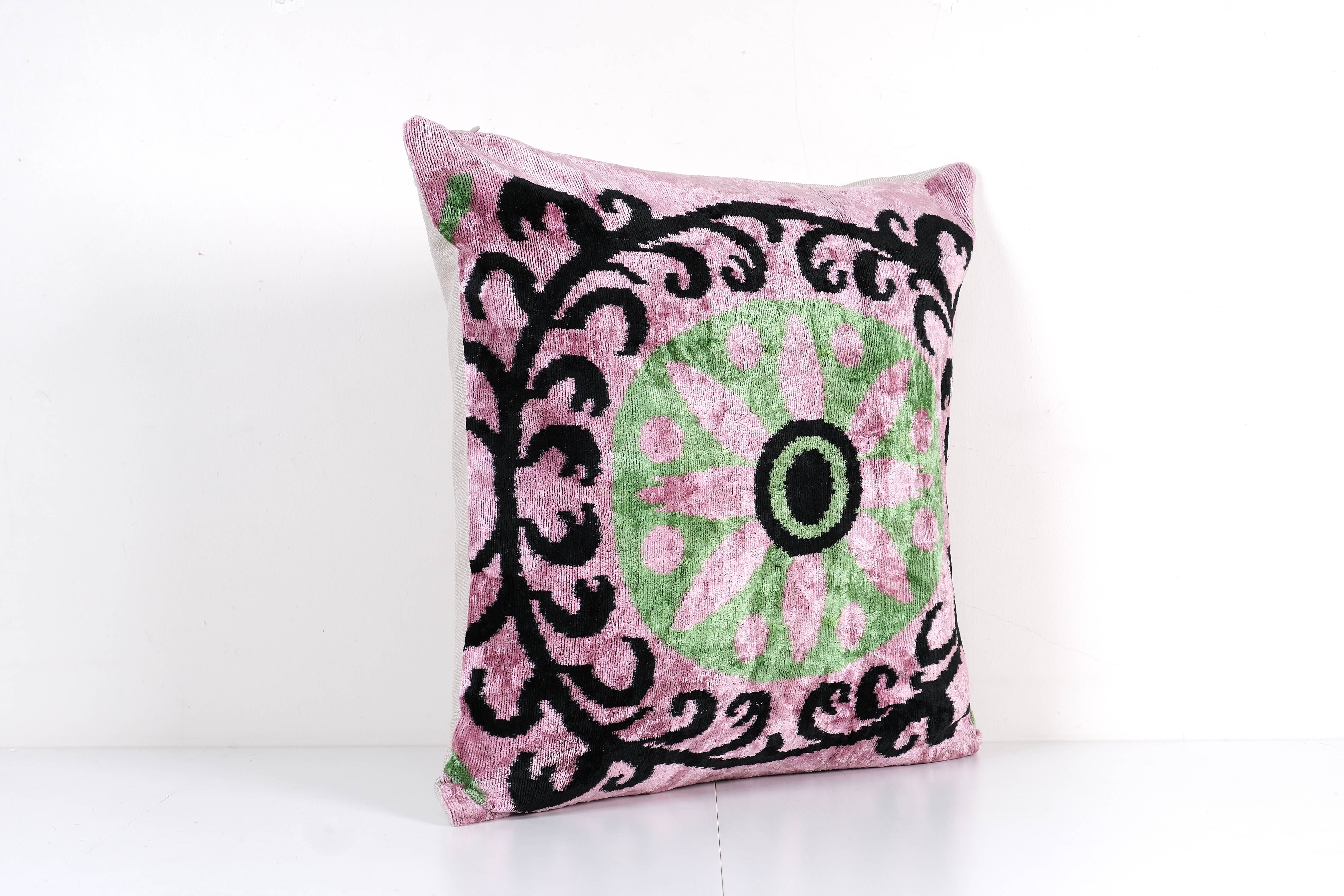 Silk Ikat Velvet Pillow Cover Set of 2 | 24'' x 24''