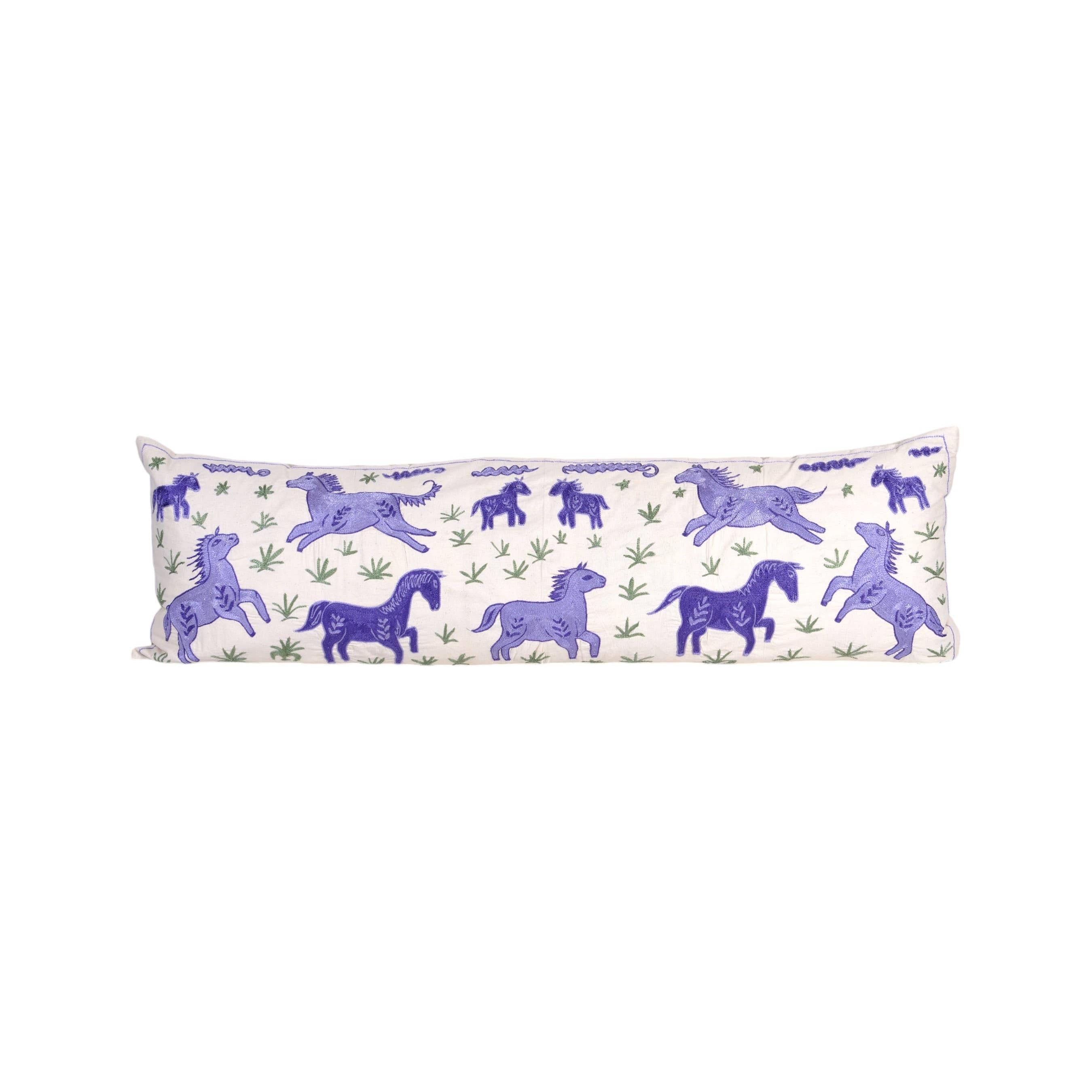 Horse Suzani Bedding Pillow Cover | 18'' x 57''