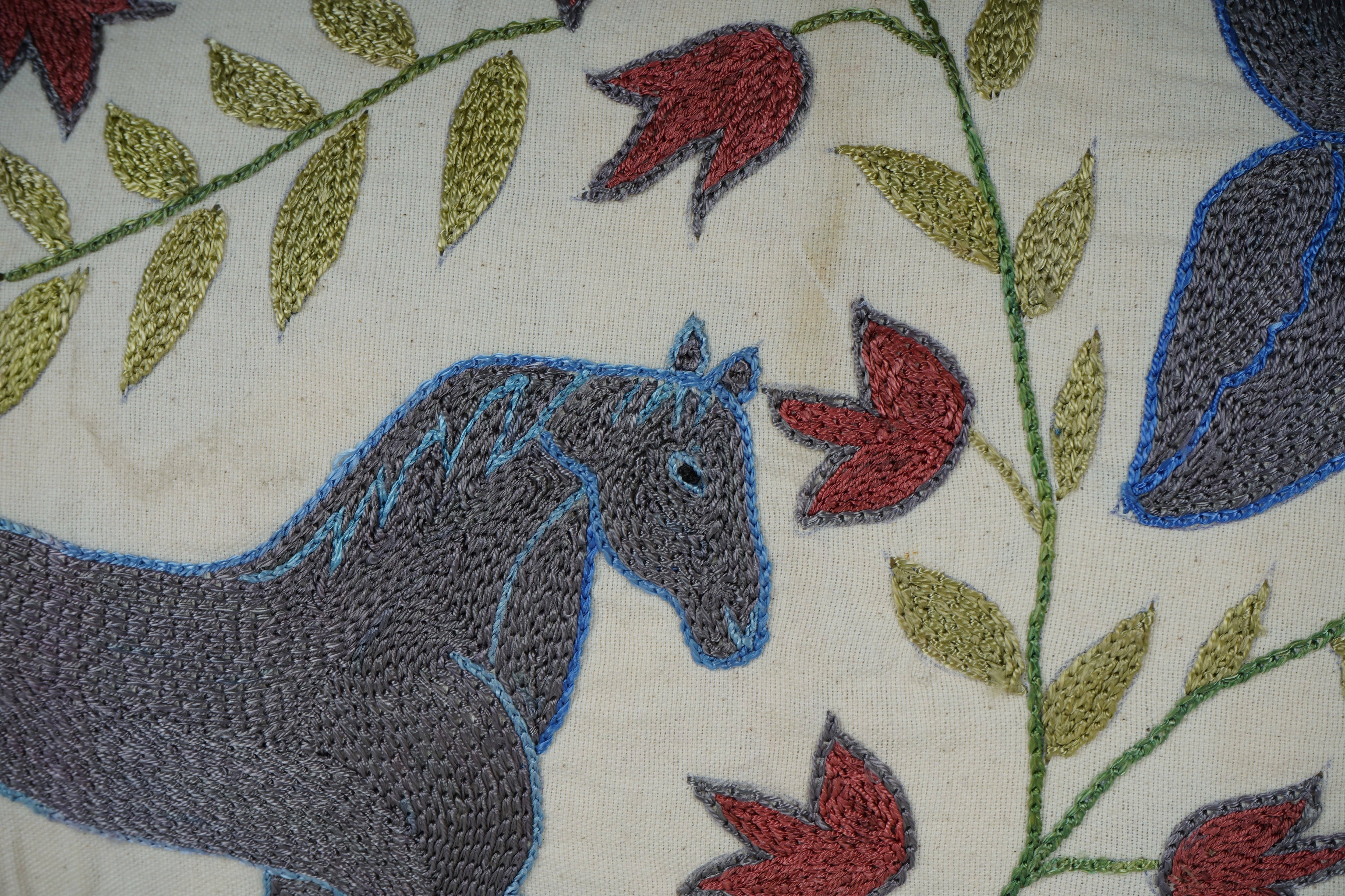 Horse Suzani Bedding Pillow Cover | 18'' x 35''