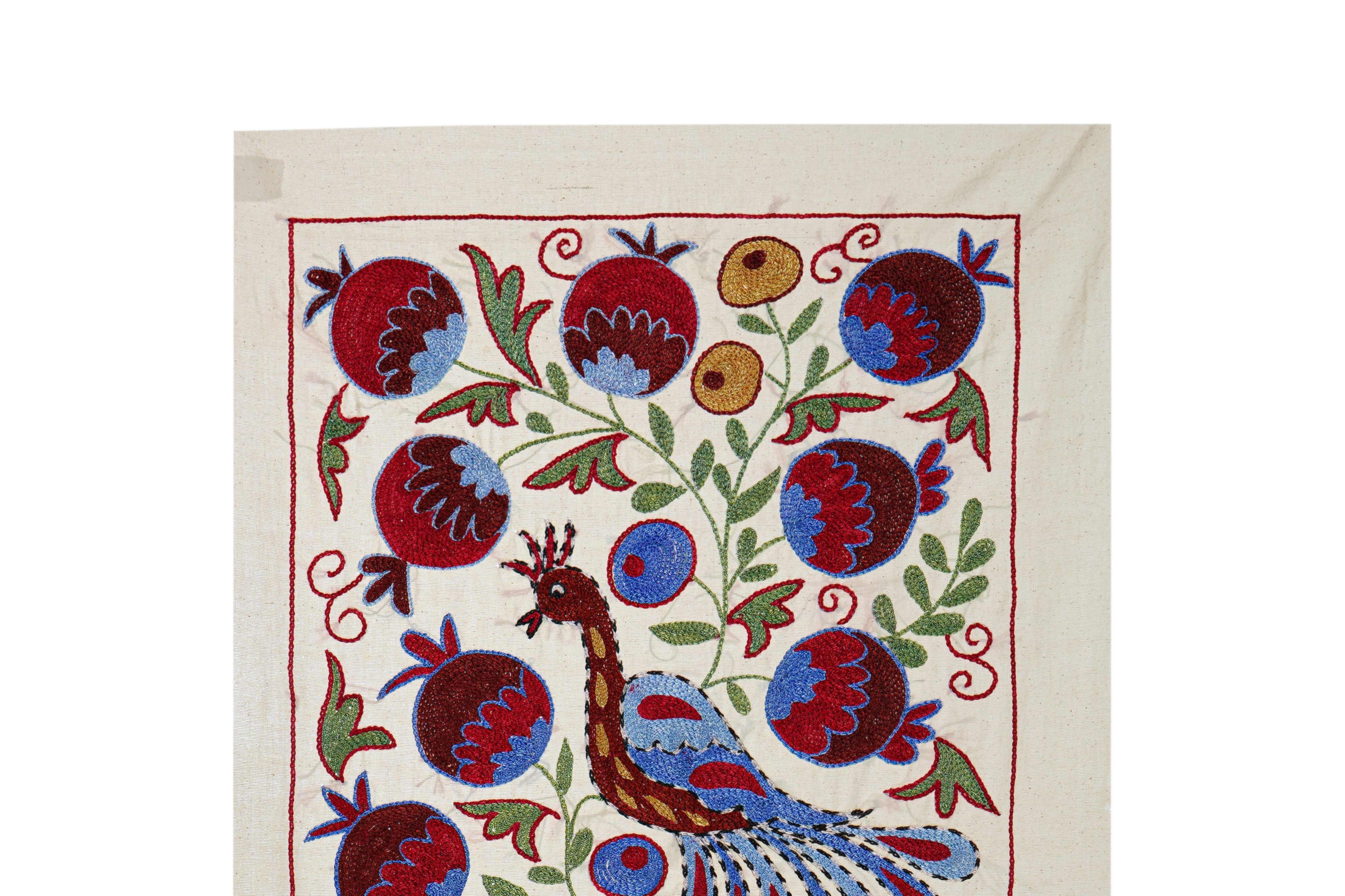 Peacock Suzani Wall Hanging & Tablecloth | 20'' x 36''
