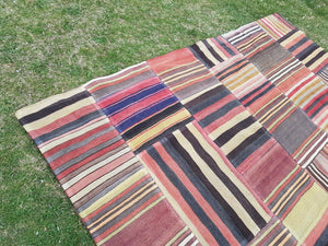 Vintage Turkish Patchwork Kilim Rug 7'1'' x 9'10''