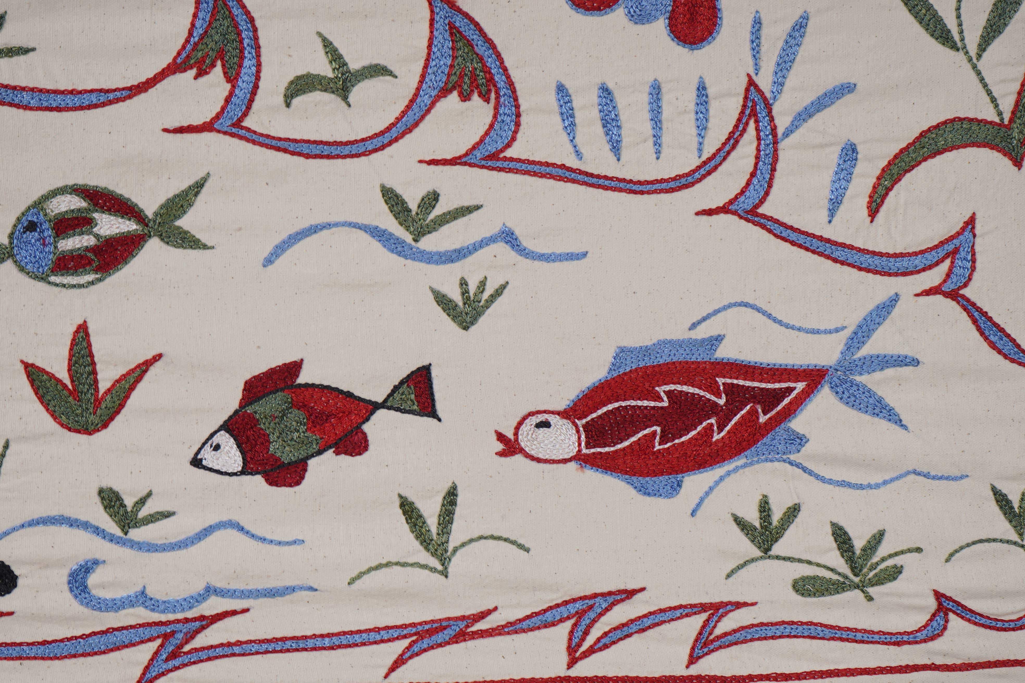 Fish Suzani Wall Hanging & Tablecloth | 20'' x 58''