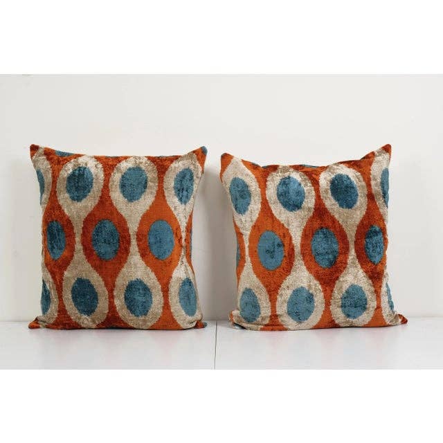 Silk Ikat Velvet Pillow Cover Set of 2 | 24'' x 24''