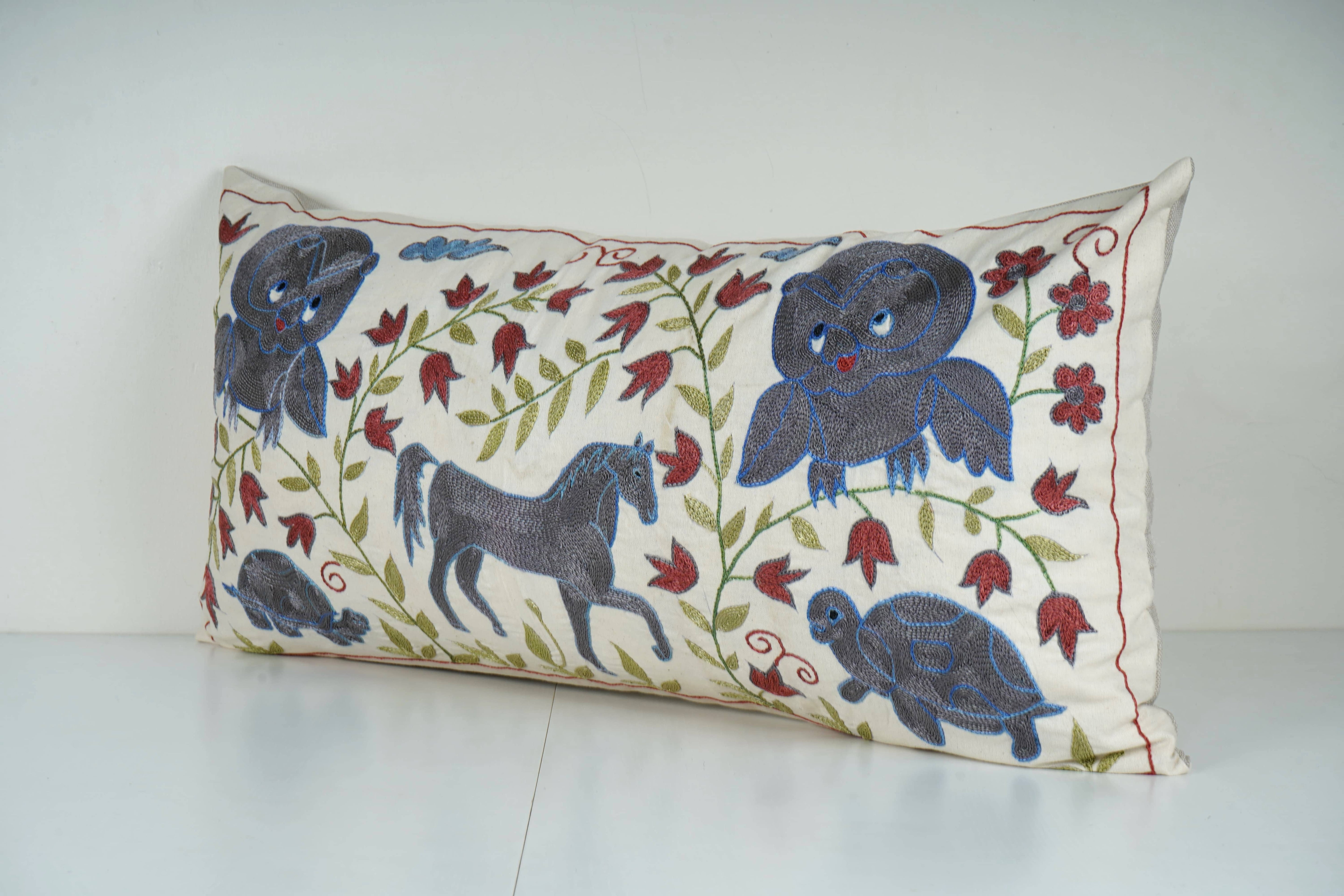Horse Suzani Bedding Pillow Cover | 18'' x 35''
