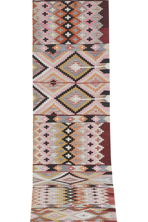 Vintage Turkish Kilim Runner 2'7'' x 13'11''