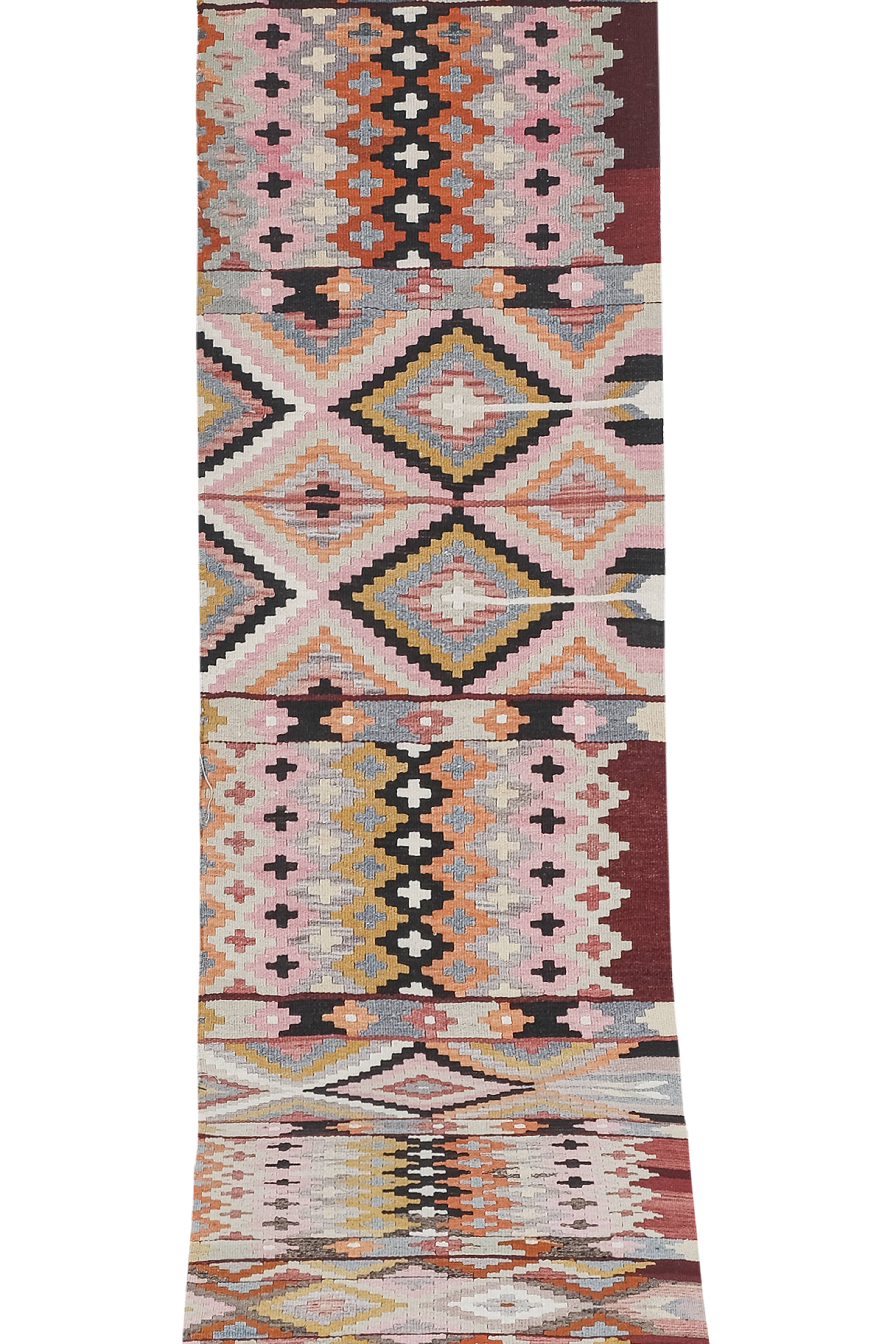Vintage Turkish Kilim Runner 2'7'' x 13'11''