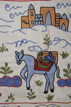 Hand-Embroidered Suzani Table Runner 1'8'' x 6'1''
