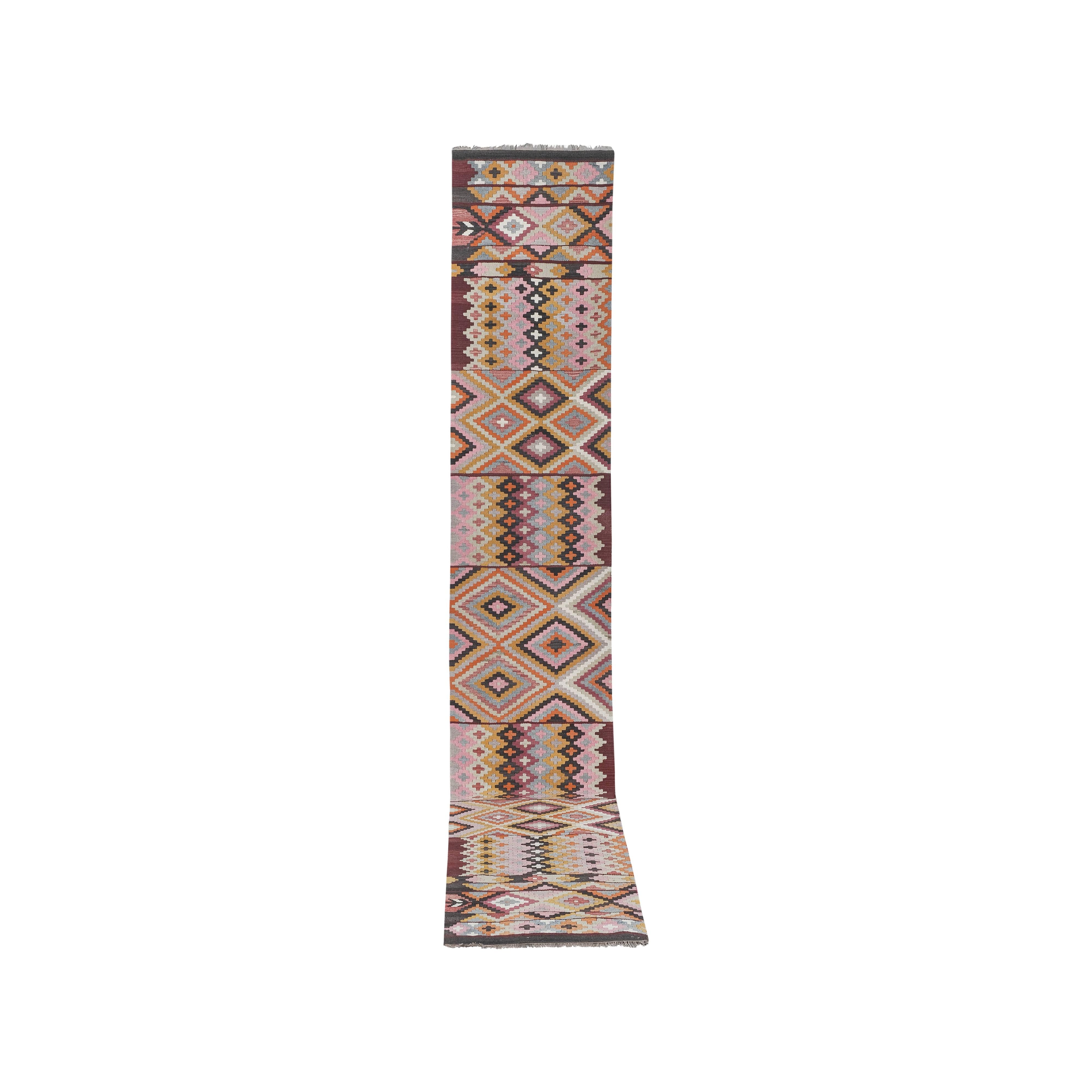 Vintage Turkish Kilim Runner 2'5'' x 15'1''