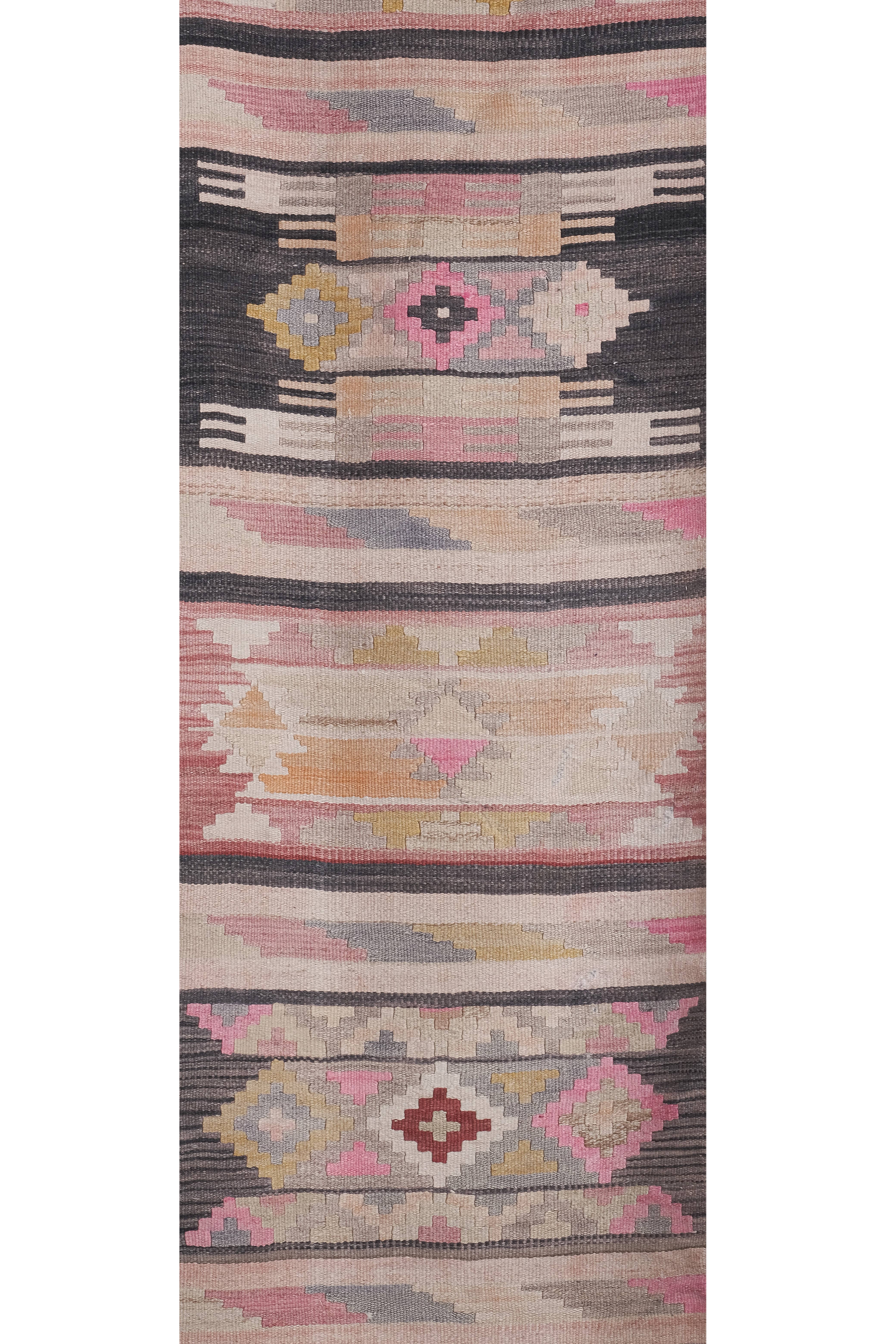 Vintage Turkish Kilim Runner 2'3'' x 22'2''