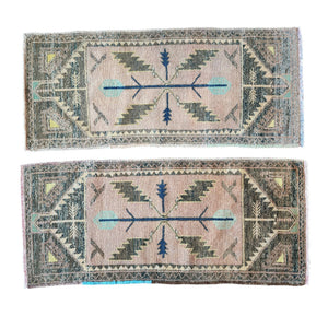 Vintage Turkish Yastik Rugs Set of 2 | 20'' x 45''