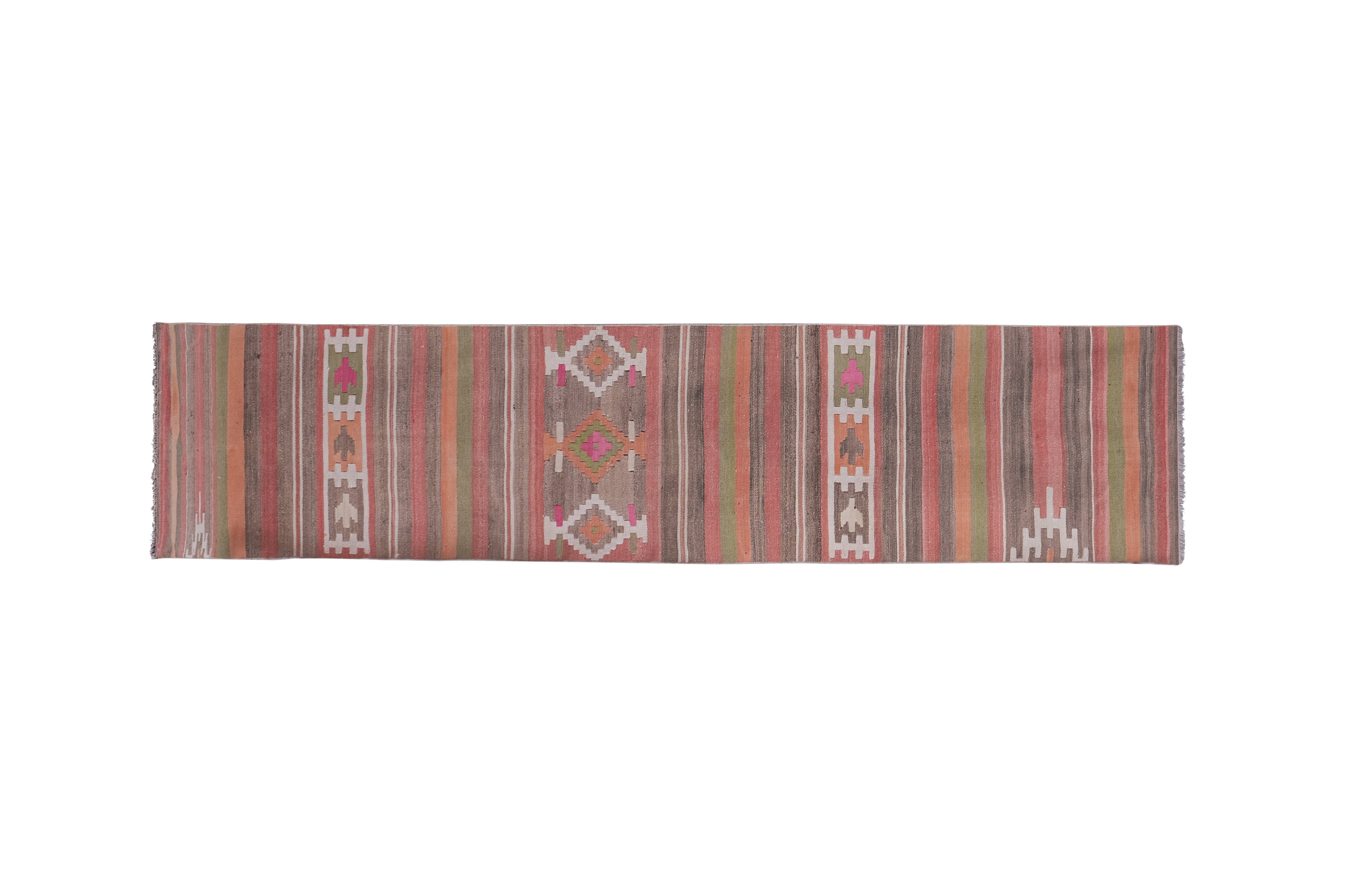 Vintage Turkish Kilim Runner 2'6'' x 11'7''