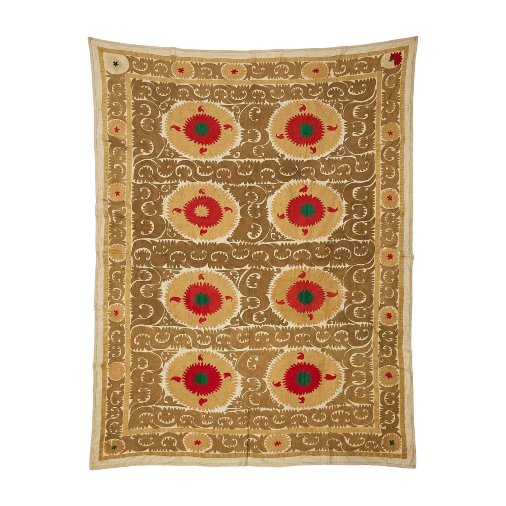 Hand-Embroidered Suzani Wall Hanging & Bedspread 7'5'' x 11'