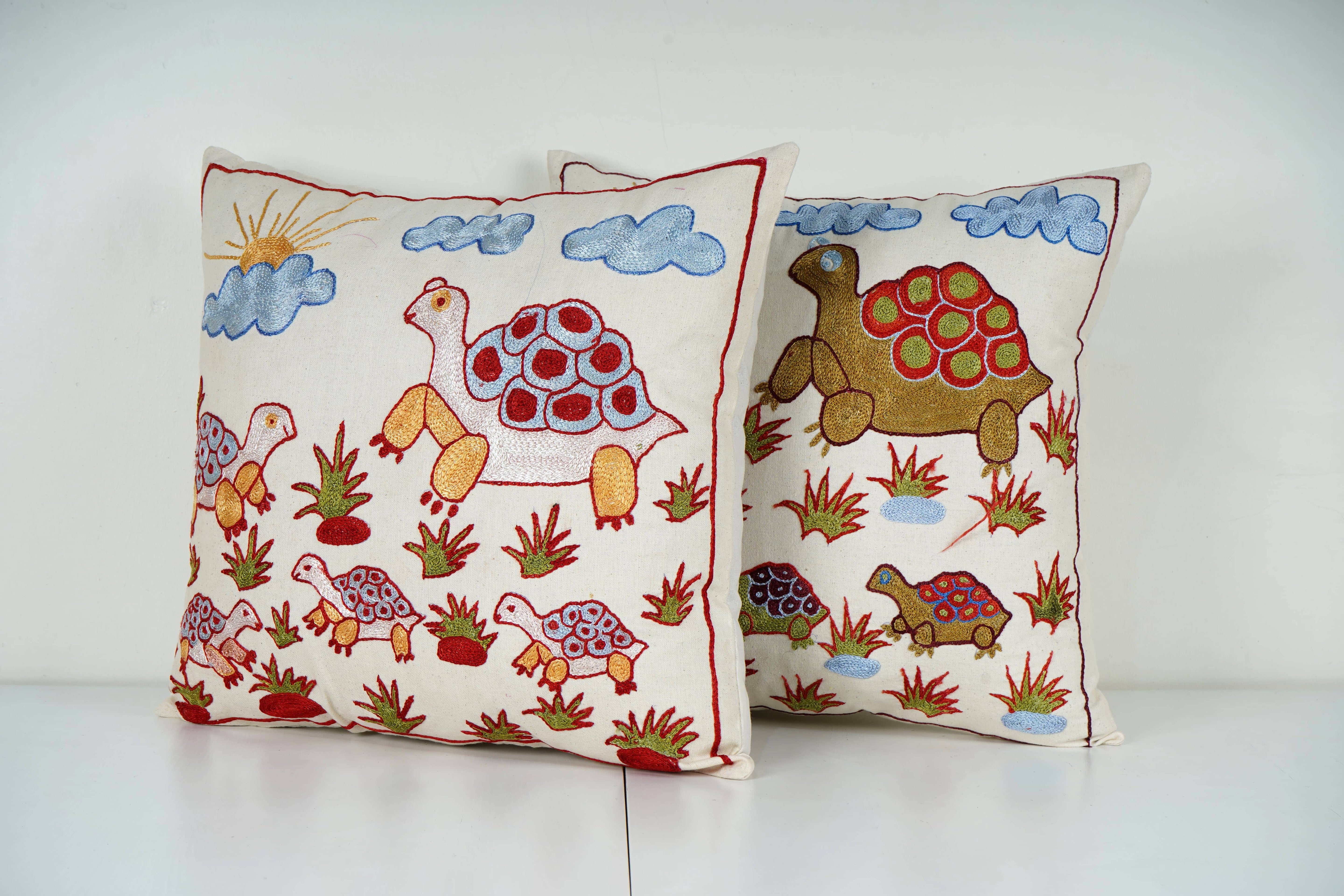 Turtle Suzani Pillow Cover Set of 2 | 20'' x 20''